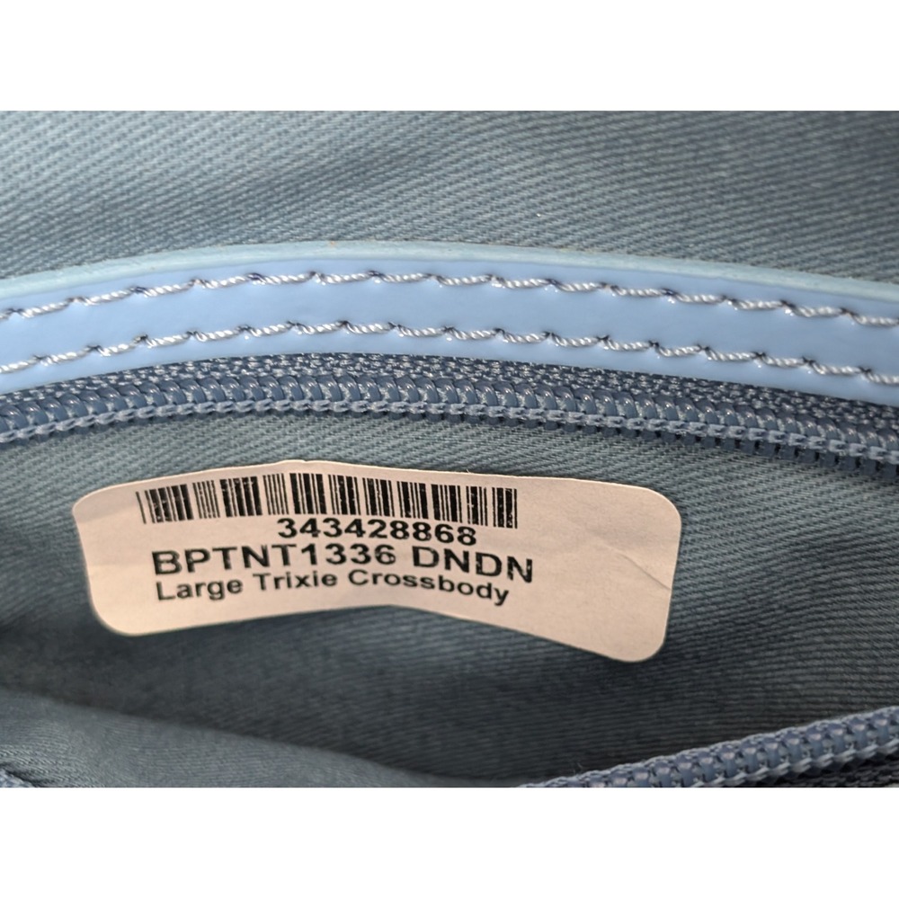 NWT Dooney & Bourke Patent Leather Large TRIXIE Crossbody Denim Blue + Reg Card - Picture 8 of 11
